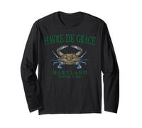 Havre De Grace Maryland Crab Town Since 1785 Green Letters Long Sleeve T-Shirt