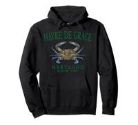 Havre De Grace Maryland Crab Town Since 1785 Green Letters Pullover Hoodie