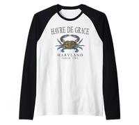 Havre De Grace Maryland Crab Town Since 1785 Slate Letters Raglan Baseball Tee