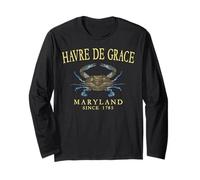 Havre De Grace Maryland Crab Town Since 1785 Yellow Letters Long Sleeve T-Shirt