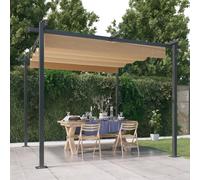 havro 3m x 3m garden gazebo with retractable roof in taupe