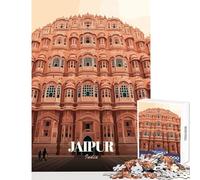 Hawa Mahal, Jaipur, India Illustration for Adults 1000 Piece Puzzle Train Logical Thinking And Problem-solving Relaxing Stress Free Enjoyment (38x52cm)