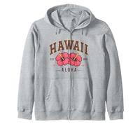 Hawaii Aloha Hibiscus Retro Design Zip Hoodie