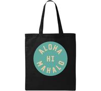 Hawaii Aloha Mahalo Hi Natural Ecological Cotton Tote Bag Black