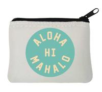 Hawaii Aloha Mahalo Hi Neoprene Coin Purse Pouch 10x11cm White