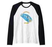 Hawaii Aloha Spirit Map Design for Beach Lovers Raglan Baseball Tee