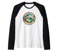 Hawaii Aloha State Travel Illustration Design Raglan Baseball Tee