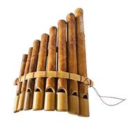 Hawaii Bamboo Pan Flute Décor Instrument - Handcrafted Wooden Pan Pipe for ASMR, Meditation, Relaxation, Costumes & Tropical Island Décor, 8 Pipe, 7.75 x 6 Inch