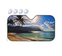 Hawaii Beach Car Windshield Sun Shade Foldable Reflector Sunshade for Car Front Window and Interior Sun Protection, Universal Auto Sun Blocker Visor Protector Small