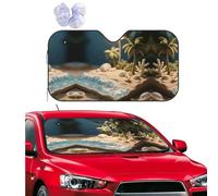 Hawaii Beach Car Windshield Sun Shade Personalized Foldable Auto Front Window Sun Shade Cover Uv Ray Reflector Sun Visor Protector Car Accessories For Car Suv Truck, Keeps Your Vehicle Cool 55x30 Inch