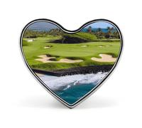 Hawaii Beach Golf Course Heart Shape Lapel Pin Personalized Pinback Button Badges Retro Punk Button Pin Kawaii Heart Badges for Men Women Clothes Bags Hats & Gift