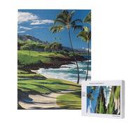 Hawaii Beach Golf Course Printed Wooden Intelligence Puzzle 38x52 CM, 500 Pieces(boxed) Jigsaw Puzzles Education Game for Adults, Home Decoration Puzzle