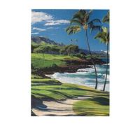 Hawaii Beach Golf Course Printed Wooden Puzzle 500 Piece, Cute Puzzle Game in Plastic Box for Family Entertainment and Brain Training Gifts