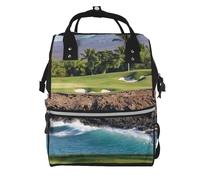 Hawaii Beach Golf Course Prints Changing Bag Backpack Baby Diaper Bags for Mom Dad, Waterproof Nappy Rucksack Multifunctional Travel Bag