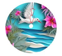 Hawaii Beach Hibiscus Printed Christmas Tree Skirt 48 inch, Double Layers Xmas Tree Skirts Base Floor Mat for Holiday Party Decoration Ornaments