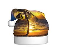 Hawaii Beach Print Santa Hat For Adults Festive Christmas Party Hat Xmas Holiday Decorations Hat