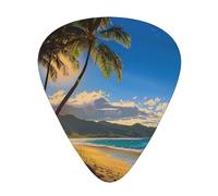 Hawaii Beach Printed Custom 12 Pieces Guitar Pick In A Box,The Pick Makes Sound Clear, Ukulele, Electric Bass (0.46 0.71 0.96mm)