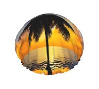 Hawaii Beach Printed Double Layer Lined Shower Cap,Shower Caps For Women Reusable