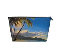 Hawaii Beach Printed Travel Cosmetic Bags with Silver Zipper Makeup Organizer Cosmetic Case Toiletry Bag for Women Mom Girls