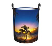 Hawaii Beach Printing Personalized Circular Dirty Clothes Hamper â€“ Standable Design, Works In Bathroom & Closet