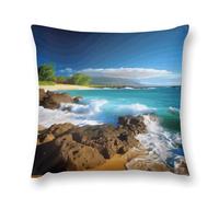 Hawaii Beach Soft Plush Throw Pillow Cover Modern Decorative Pillow Case Farmhouse Cushion Cover with Hidden Zipper for Couch Sofa Bed Outdoor Home Decor 26 "x26