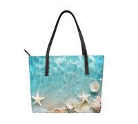 Hawaii Beach Starfish Vegan Leather Handbag for Women Sea Tote Bag with Top Handle, Large Shoulder Purse for Everyday Work Travel