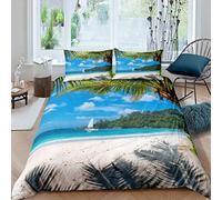 Hawaii Beach Theme Duvet Cover Set Kids Boys Girls Ocean Wave Nautical Comforter Cover Summer Vacation Bedding Set Soft Quilt Cover,Room Decor 2Pcs Bedding Single Size