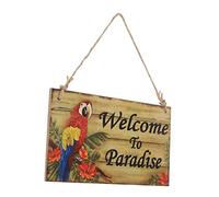Hawaii Beach Themed Welcome to Paradise Hanging Wooden Sign Decoration for Outdoor Luau Party with Jute Rope