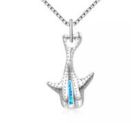 Hawaii Blue Fire Opal Shark Necklace pendants Silver Filled For Women Girls