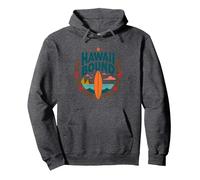 Hawaii Bound: Tropical Surf Adventure Pullover Hoodie, Adult Unisex, Dark Heather Grey, M