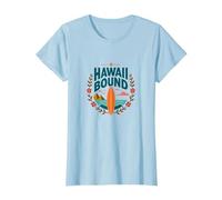 Hawaii Bound: Tropical Surf Adventure T-Shirt, Women, Baby Blue, L