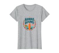 Hawaii Bound: Tropical Surf Adventure T-Shirt, Women, Heather Grey, M