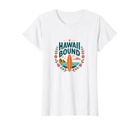 Hawaii Bound: Tropical Surf Adventure T-Shirt, Women, White, M