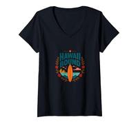 Hawaii Bound: Tropical Surf Adventure V-Neck T-Shirt, Women, Black, M