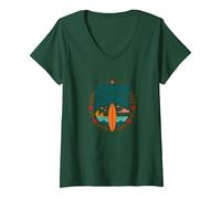 Hawaii Bound: Tropical Surf Adventure V-Neck T-Shirt, Women, Forest Green, L