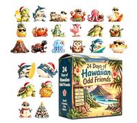 Hawaii Christmas Calendar 2026-24 Day Flat Acrylic Animal Countdown Toy | 2026 Hawaii Christmas Calendar, 24 Day Acrylic Animal Toy, Flat Countdown Decor, For Holiday Birthday Party Office Home Room