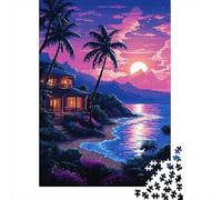 Hawaii Dream Pixel Art Travel Puzzle 1000 Pieces, Romantic City Break Scene, Decorative Artwork, Thick Cardboard Pieces, Birthday Gift for Home Décor Fans, 38x26cm/1000pcs