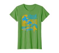 Hawaii Five-O 5 0 Surfer T-Shirt, Women, Grass Green, X-Large