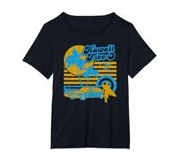 Hawaii Five-O 5 0 Surfer T-Shirt, Women's Plus, Black, 5X