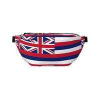 Hawaii Flag Large Crossbody Fanny Pack,Gifts For Enjoy Sports Festival Workout Traveling Running Casual, Black, One Size