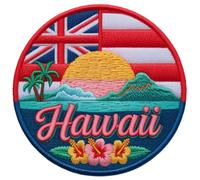 Hawaii Flag Patch Embroidered Iron-on/Sew-on Badge (3 Inch) Travel Souvenir Emblem Surf Tourist Gift Patches