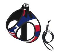 Hawaii Flag Print Adjustable Reflective Harness Leash Set For Cats, Dogs And Small Pets, Soft Breathable Mesh Walking Vest With Escape-Proof Lead