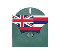 Hawaii Flag Print Birthday Blank Note Card with Dark Green Envelopes 4x6in