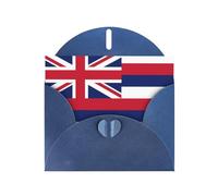 Hawaii Flag Print Blank Note Card, All Occasion Holidays Greeting Card Blue | Premium Thank You Cards With Envelopes 4x6 Inch, Note Greeting Cards, For Wedding, Invitations, Diy Greeting Cardstock