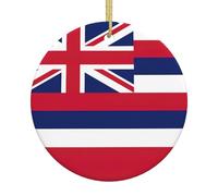 Hawaii Flag Print Christmas Tree Ceramic Hanging,Holiday Decor For New Year Home Decor Keepsake