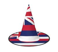 Hawaii Flag Print Hanging Witch Hats,Foldable Pointed Cap,Costume Accessory Caps,For Halloween Party-1pcs