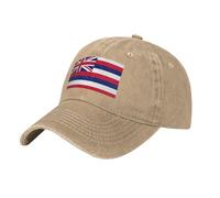Hawaii Flag Print Vintage Baseball Cap for Men Women, Unisex Washed Distressed Dad Hat, for Running, Outdoor, Natural, One size