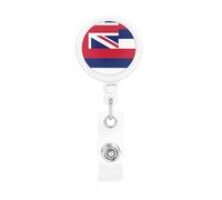 Hawaii Flag Retractable Badge Holder is Durable Sturdy Comes with A Lanyard for Office Hospital Staff Wearing