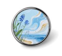 Hawaii Floral Blue Button Pins Round Badges Lapel Pins | 1 Inch Exquisite Metal Pin Badge, Smooth Alloy Circular Clothing Brooch Pin for Daily Clothing Decoration Gift
