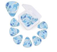Hawaii Floral Blue Guitar Picks 12 Pack with Organizer Box, 0.46 0.71 0.96 mm Includes Thin Medium Heavy Thickness,Abstract Guitar Pick Plectrums for Electric Guitar Ukulele Bass